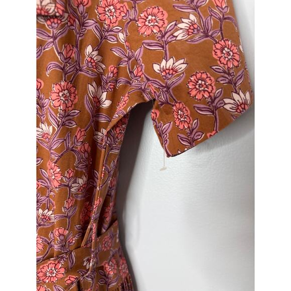 Lea Floral Shirt Midi Dress Short Sleeve Belted Women's M - Picture 6 of 12